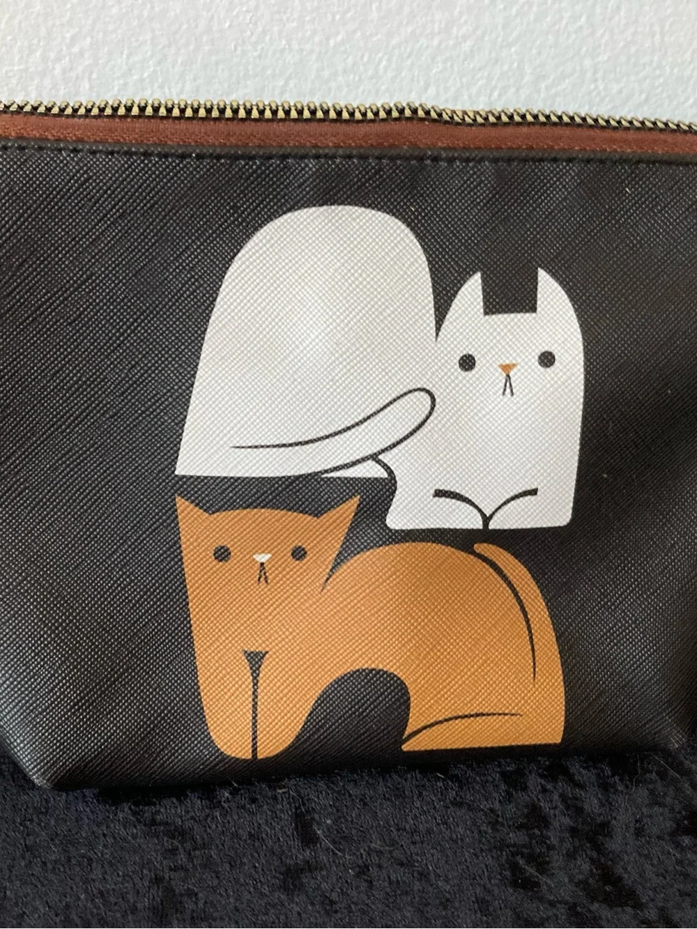 Kitty Cat Print Zipper Makeup Bag Pouch - White & Orange Cats OCS Designs